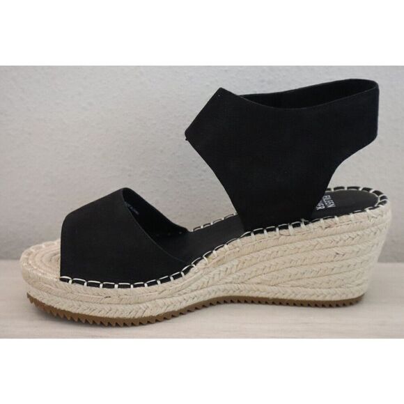 Eileen Fisher Women's Sz 8.5M Black Weslia Jute Wrapped Wedge Sandals SIB - Picture 4 of 10